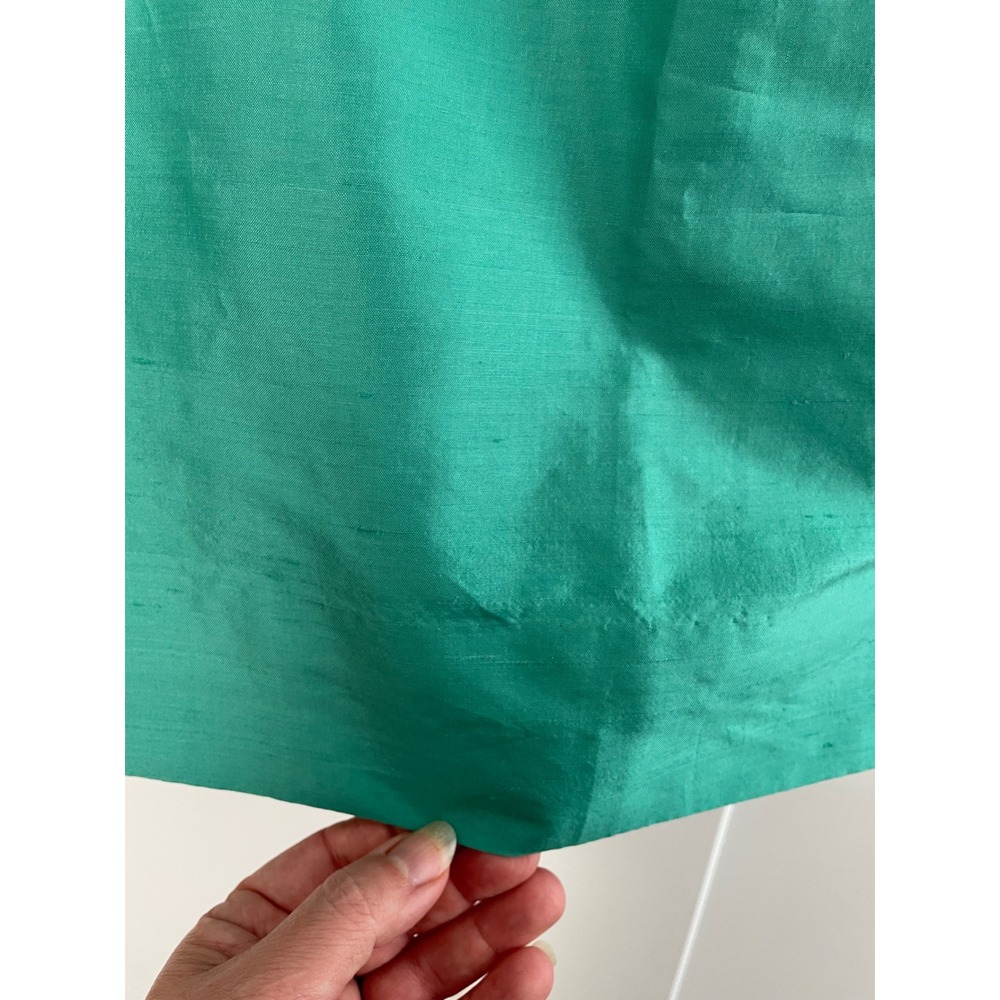 Jim Thompson Vintage Emerald Green 100% Thai Silk Pencil Midi Skirt Size 10 - Picture 5 of 9
